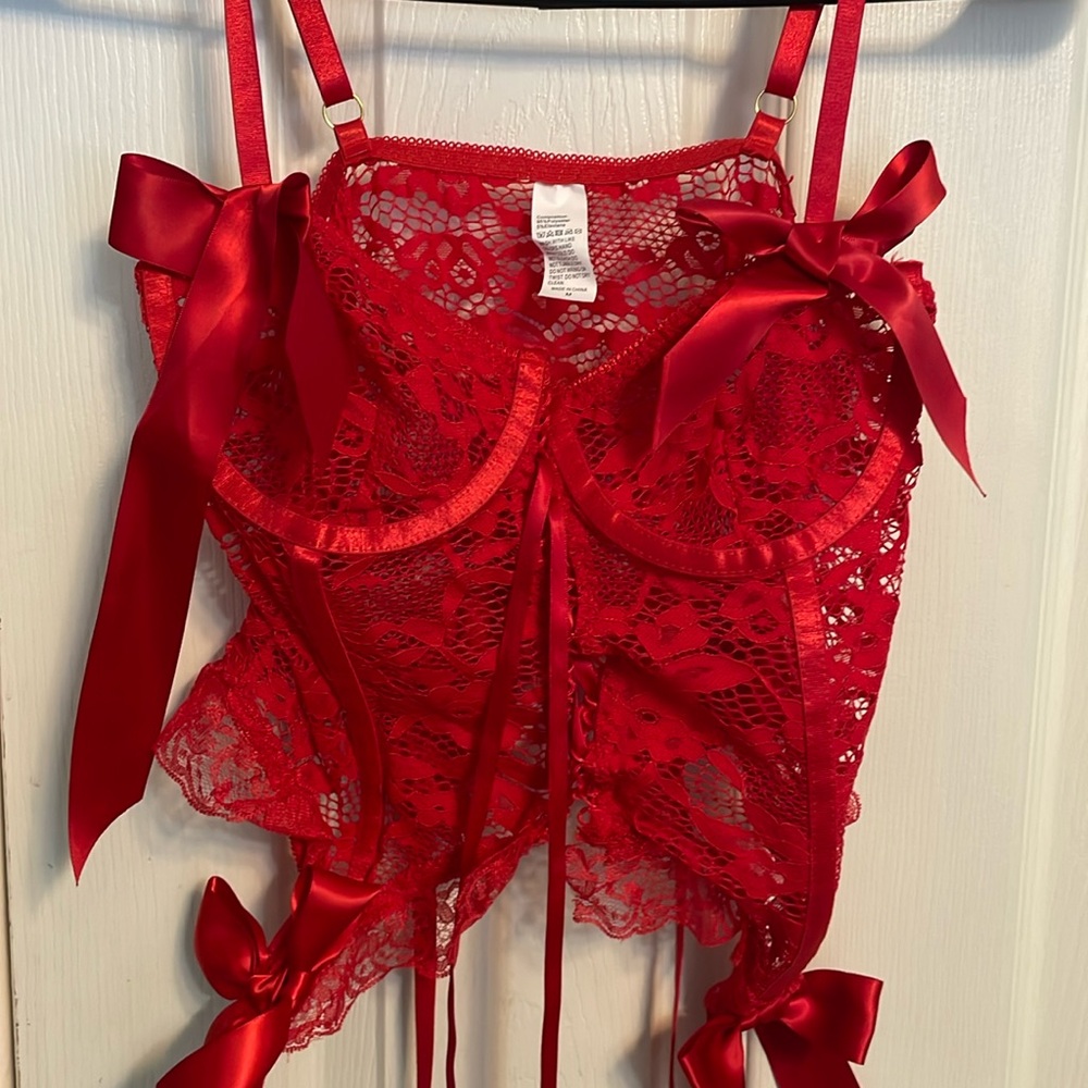 Red lace sexy lingerie top. Size medium